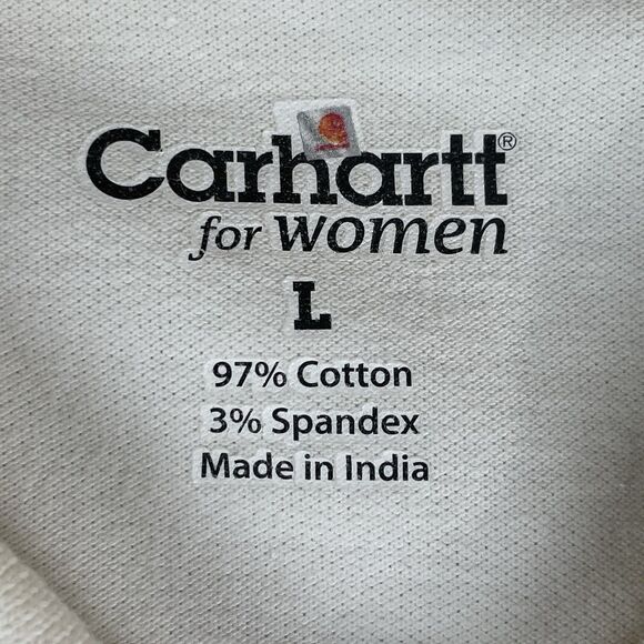 Carhartt For Women Short Sleeve Polo Shirt Size Large Ivory Cotton Golf Preppy - Picture 7 of 16